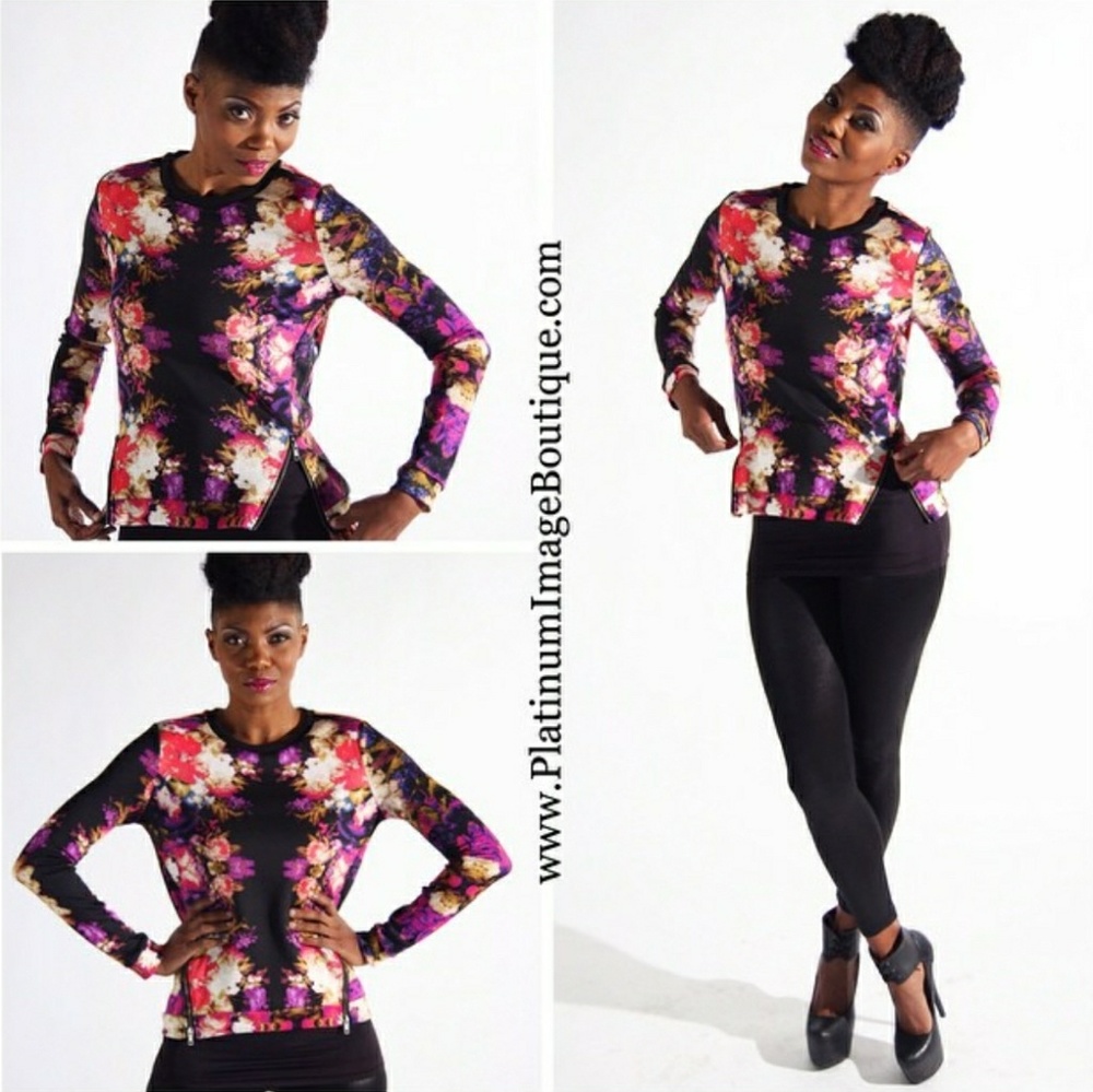 R&J Couture Floral Scuba Shirt